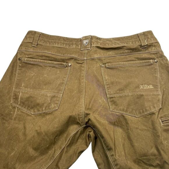 Kuhl Men's Vintage Patina Dye Rydr Coated Canvas Pants Brown Size 38x32 - Picture 9 of 9